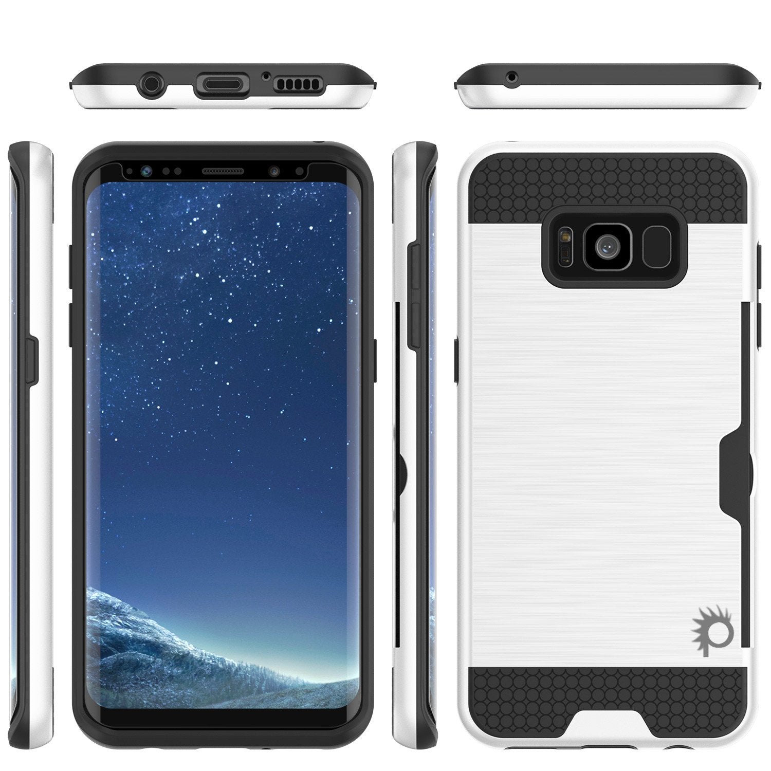 Galaxy S8 Case, PUNKcase [SLOT Series] [Slim Fit] Dual-Layer Armor Cover w/Integrated Anti-Shock System, Credit Card Slot & Screen Protector