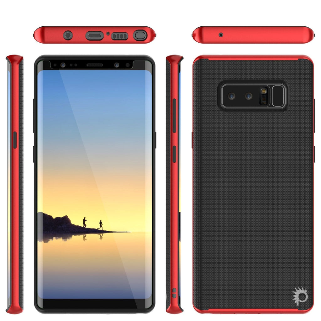 Galaxy Note 8 Case, PunkCase [Stealth Series] Hybrid 3-Piece Shockproof Dual Layer Cover [Non-Slip] [Soft TPU + PC Bumper] with PUNKSHIELD Screen Protector for Samsung Note 8 [Red] (Color in image: Black)