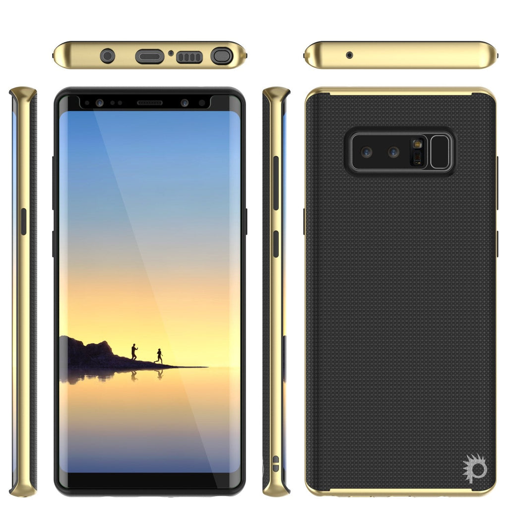Galaxy Note 8 Case, PunkCase [Stealth Series] Hybrid 3-Piece Shockproof Dual Layer Cover [Non-Slip] [Soft TPU + PC Bumper] with PUNKSHIELD Screen Protector for Samsung Note 8 [Gold] (Color in image: Silver)