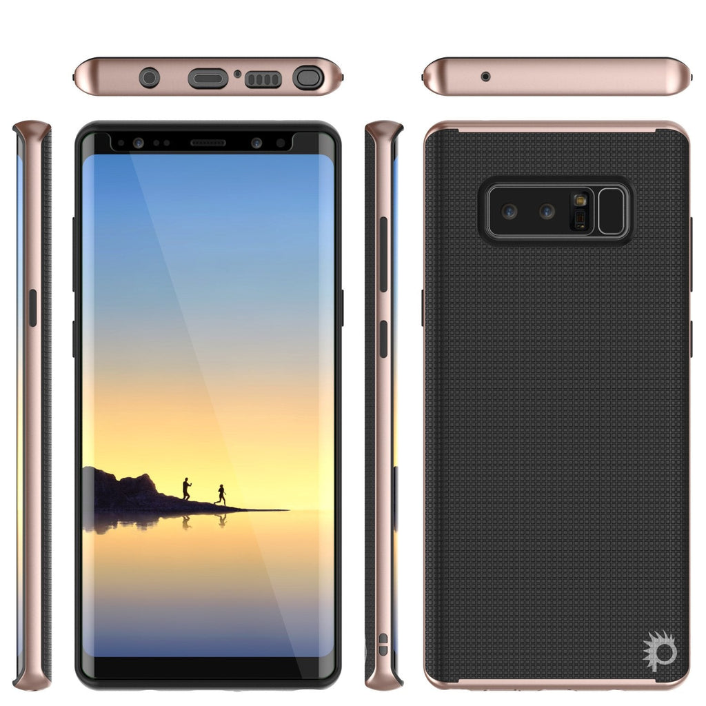 Galaxy Note 8 Case, PunkCase [Stealth Series] Hybrid 3-Piece Shockproof Dual Layer Cover [Non-Slip] [Soft TPU + PC Bumper] with PUNKSHIELD Screen Protector for Samsung Note 8 [Rose Gold] (Color in image: Black)