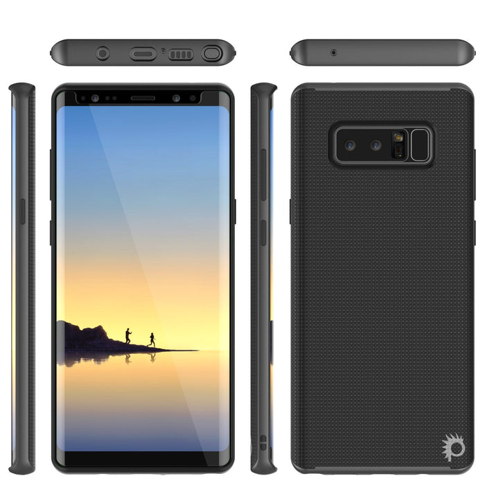 Galaxy Note 8 Case, PunkCase [Stealth Series] Hybrid 3-Piece Shockproof Dual Layer Cover [Non-Slip] [Soft TPU + PC Bumper] with PUNKSHIELD Screen Protector for Samsung Note 8 [Grey] (Color in image: Black)