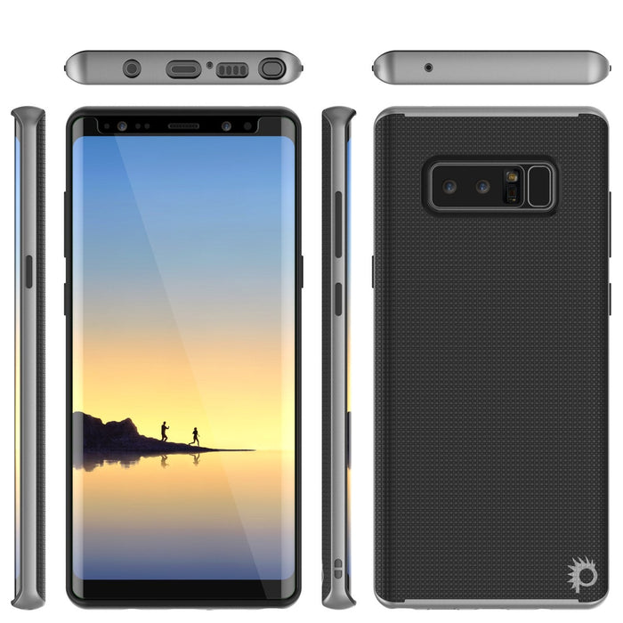 Galaxy Note 8 Case, PunkCase [Stealth Series] Hybrid 3-Piece Shockproof Dual Layer Cover [Non-Slip] [Soft TPU + PC Bumper] with PUNKSHIELD Screen Protector for Samsung Note 8 [Silver] (Color in image: Black)