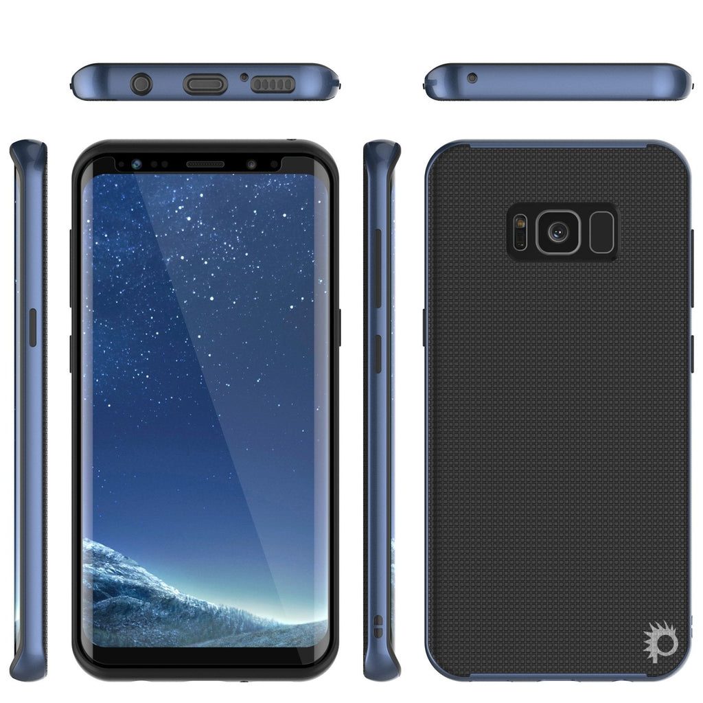 Galaxy S8 Case, PunkCase [Stealth Series] Hybrid 3-Piece Shockproof Dual Layer Cover [Non-Slip] [Soft TPU + PC Bumper] with PUNKSHIELD Screen Protector for Samsung S8 Edge [Navy Blue] (Color in image: Black)