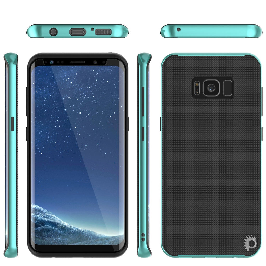 Galaxy S8 Case, PunkCase [Stealth Series] Hybrid 3-Piece Shockproof Dual Layer Cover [Non-Slip] [Soft TPU + PC Bumper] with PUNKSHIELD Screen Protector for Samsung S8 Edge [Teal] (Color in image: Black)