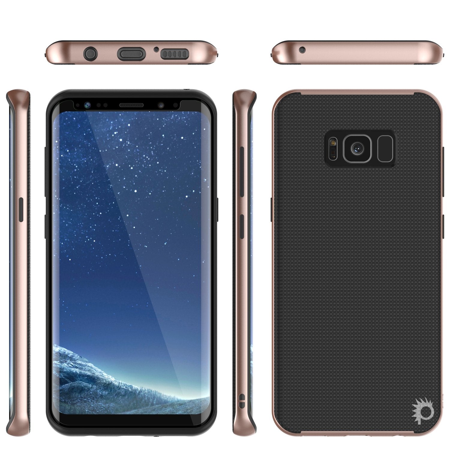 Galaxy S8 PLUS Case, PunkCase [Stealth Series] Hybrid 3-Piece Shockproof Dual Layer Cover [Non-Slip] [Soft TPU + PC Bumper] with PUNKSHIELD Screen Protector for Samsung S8+ [Rose Gold] (Color in image: Black)