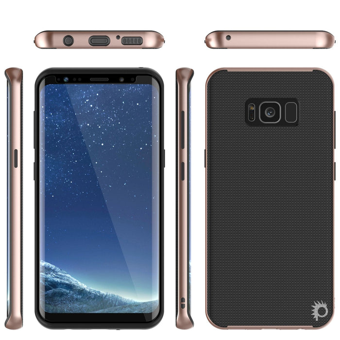 Galaxy S8 PLUS Case, PunkCase [Stealth Series] Hybrid 3-Piece Shockproof Dual Layer Cover [Non-Slip] [Soft TPU + PC Bumper] with PUNKSHIELD Screen Protector for Samsung S8+ [Rose Gold] (Color in image: Black)