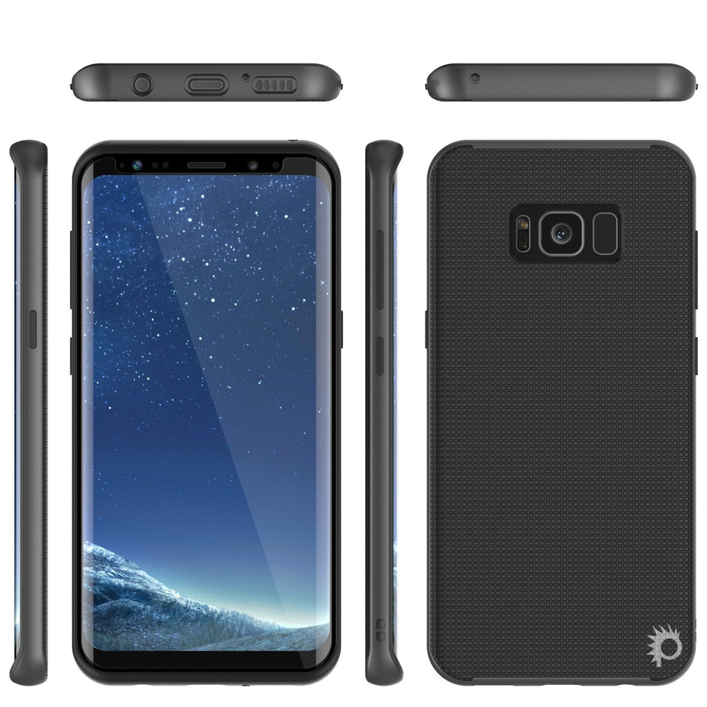 Galaxy S8 PLUS Case, PunkCase [Stealth Series] Hybrid 3-Piece Shockproof Dual Layer Cover [Non-Slip] [Soft TPU + PC Bumper] with PUNKSHIELD Screen Protector for Samsung S8+ [Grey] (Color in image: Black)