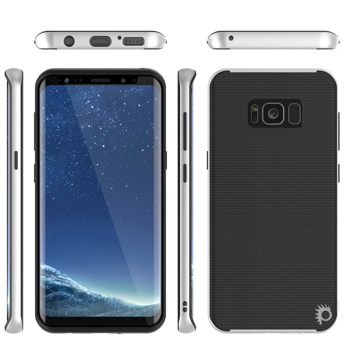 Galaxy S8 Case, PunkCase [Stealth Series] Hybrid 3-Piece Shockproof Dual Layer Cover [Non-Slip] [Soft TPU + PC Bumper] with PUNKSHIELD Screen Protector for Samsung S8 Edge [White] (Color in image: Black)