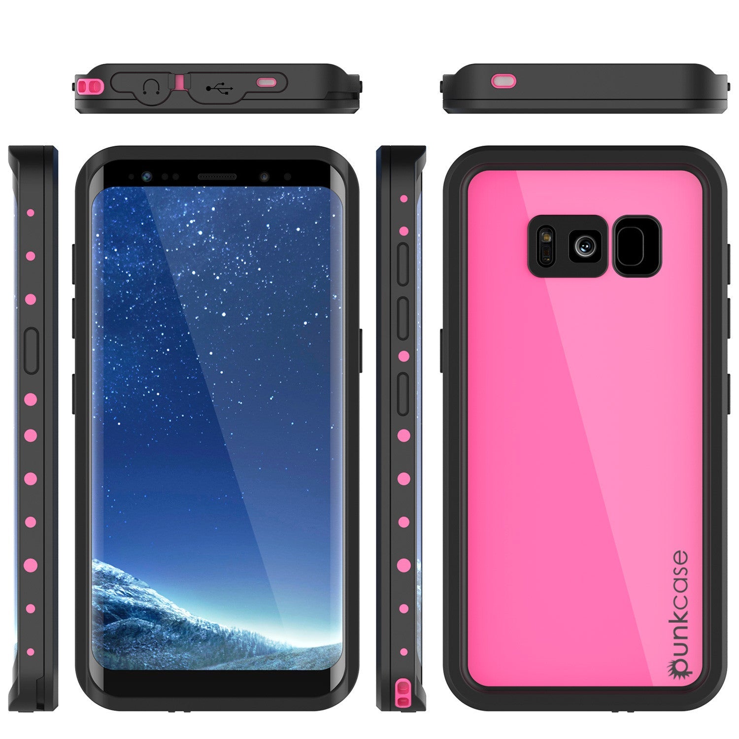 Galaxy S8 Waterproof Case PunkCase StudStar Pink Thin 6.6ft Underwater IP68 Shock/Snow Proof (Color in image: light blue)