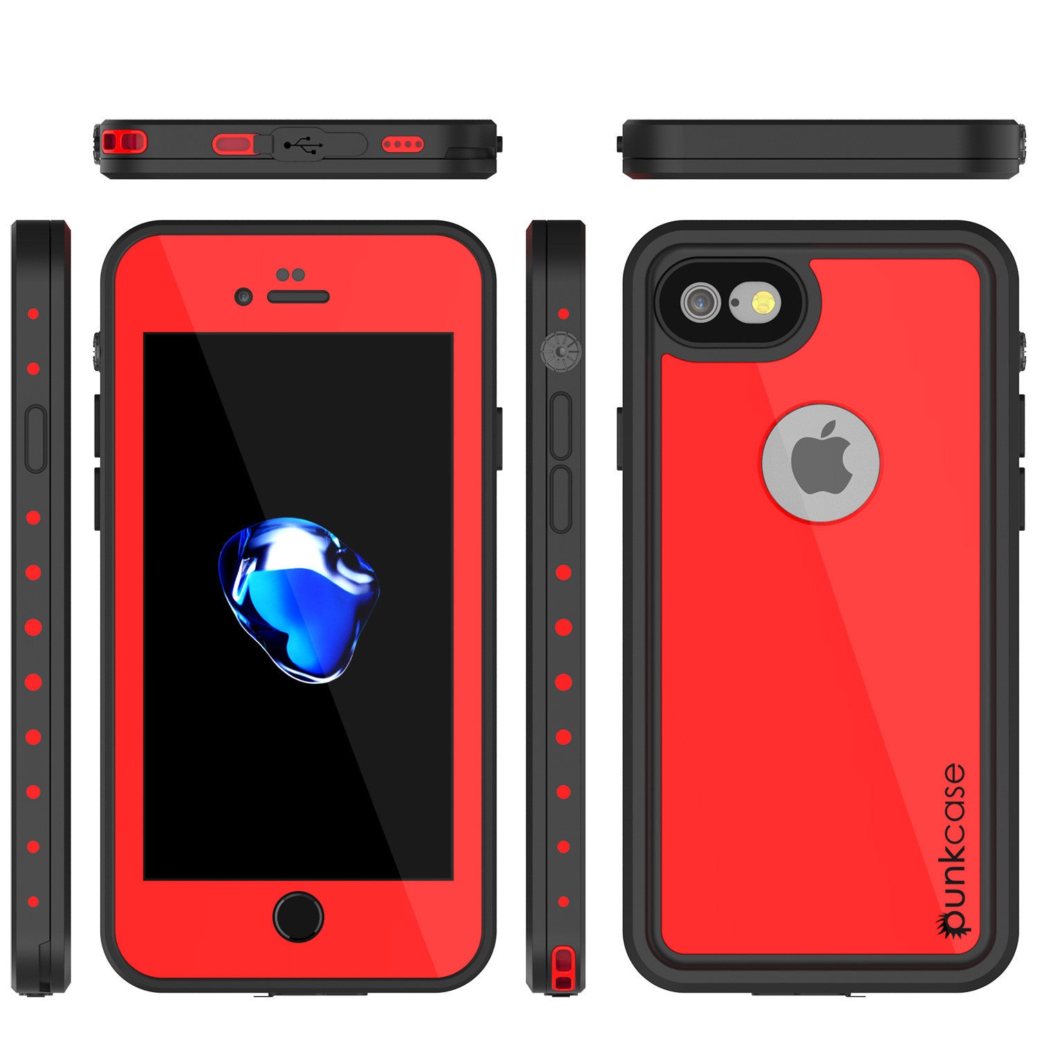 iPhone 7 Waterproof IP68 Case, Punkcase [Red] [StudStar Series] [Slim Fit] [Dirtproof] [Snowproof] (Color in image: teal)