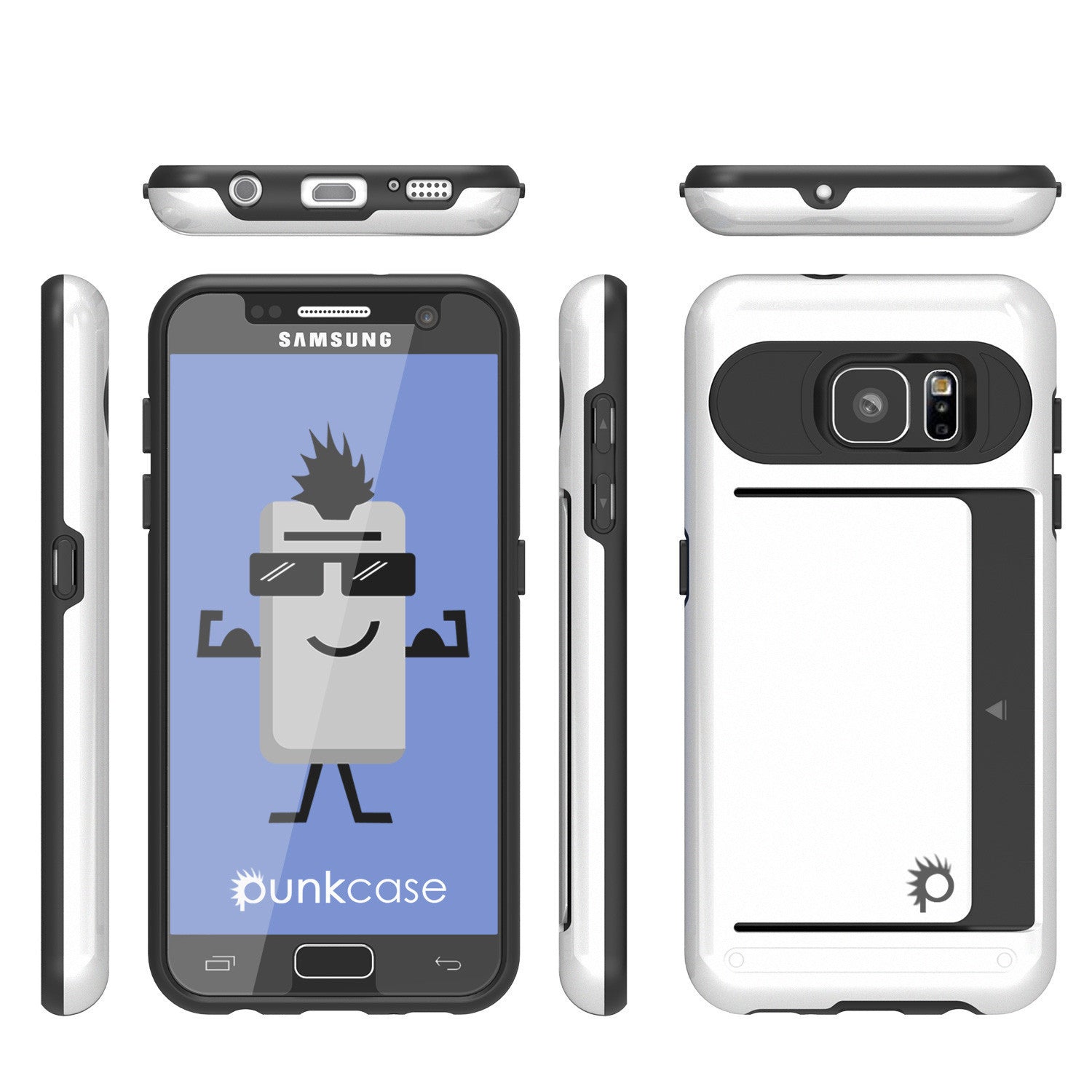Galaxy S7 EDGE Case PunkCase CLUTCH White Series Slim Armor Soft Cover Case w/ Screen Protector (Color in image: Silver)