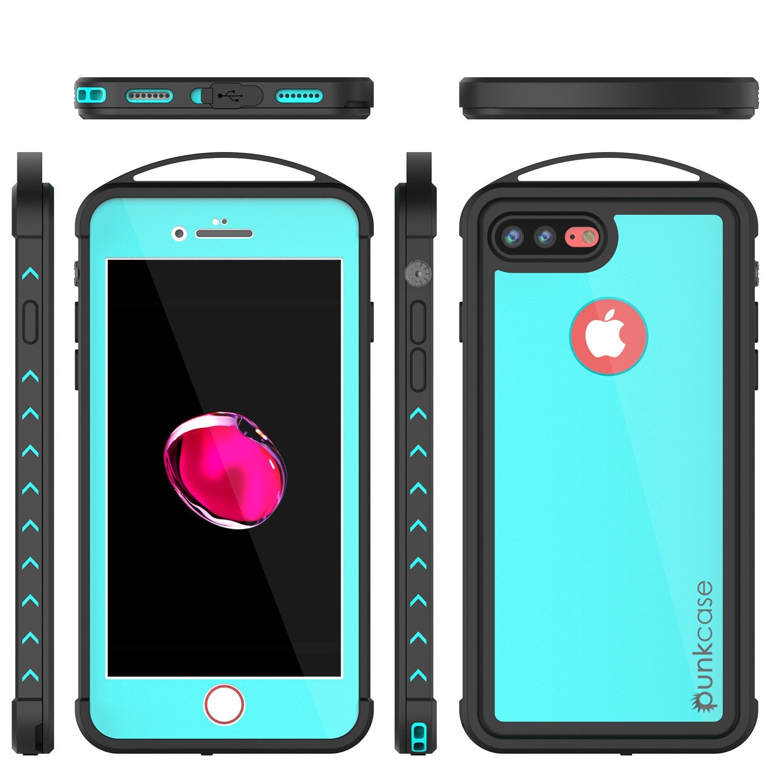 iPhone 7+ Plus Waterproof Case, Punkcase ALPINE Series, Teal | Heavy Duty Armor Cover (Color in image: light blue)