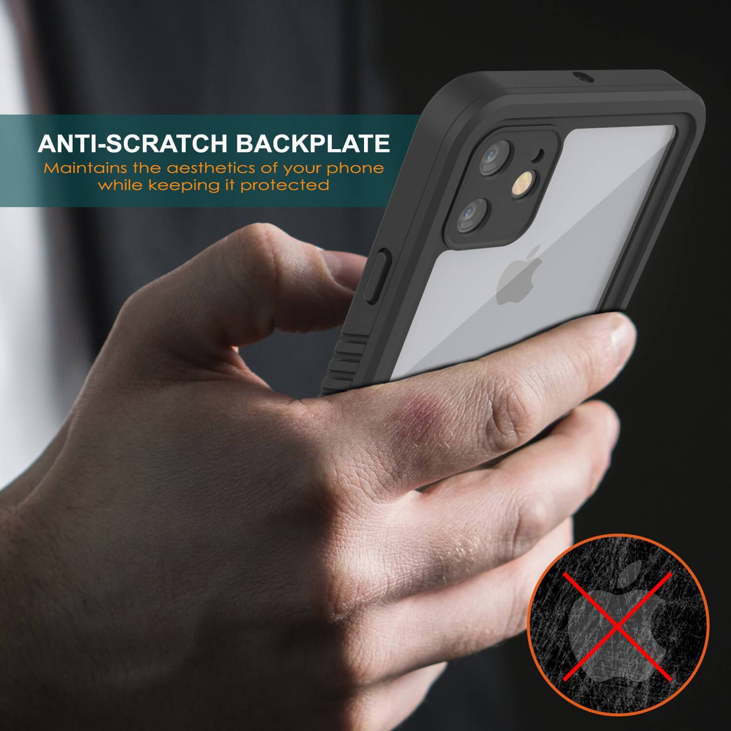 iPhone 12 Waterproof Case, Punkcase [Extreme Series] Armor Cover W/ Built In Screen Protector [Black]