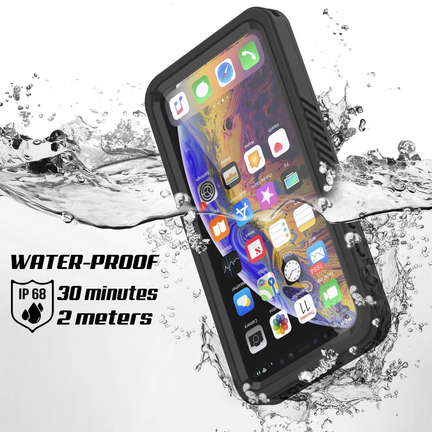 iPhone 12 Waterproof Case, Punkcase [Extreme Series] Armor Cover W/ Built In Screen Protector [Black]