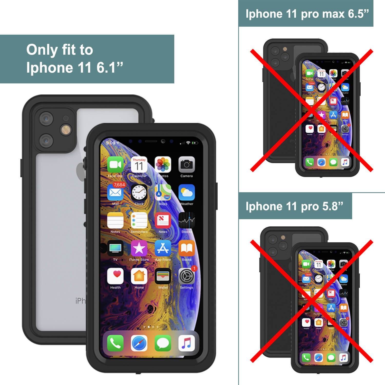 iPhone 12 Waterproof Case, Punkcase [Extreme Series] Armor Cover W/ Built In Screen Protector [Black]