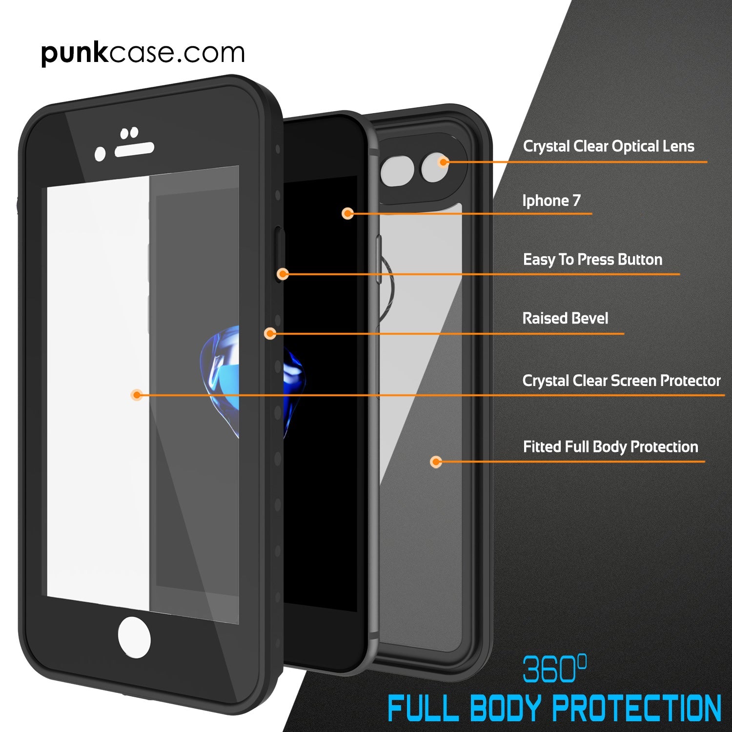 iPhone 7 Waterproof IP68 Case, Punkcase [Light Green] [StudStar Series] [Slim Fit] [Dirt/Snow Proof] (Color in image: light green)