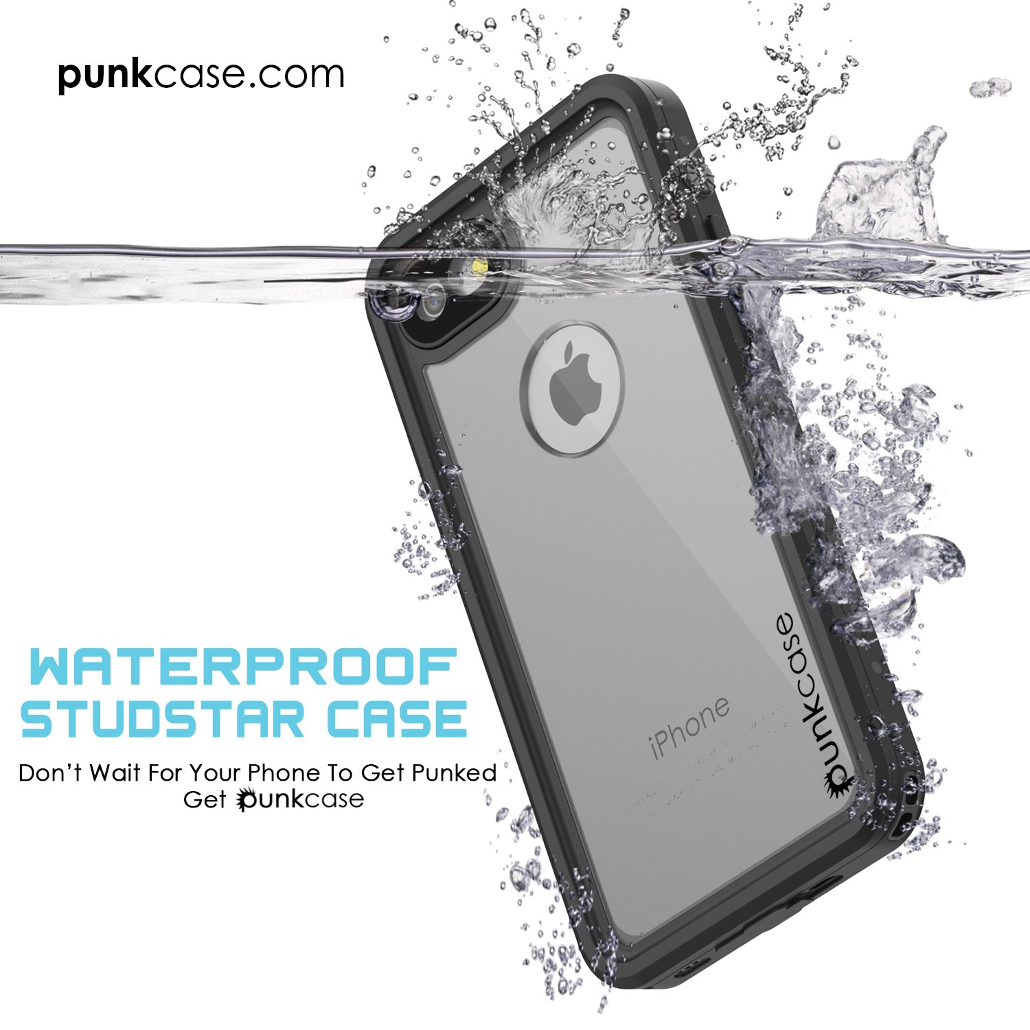 iPhone 7 Waterproof IP68 Case, Punkcase [Light Green] [StudStar Series] [Slim Fit] [Dirt/Snow Proof] (Color in image: light blue)