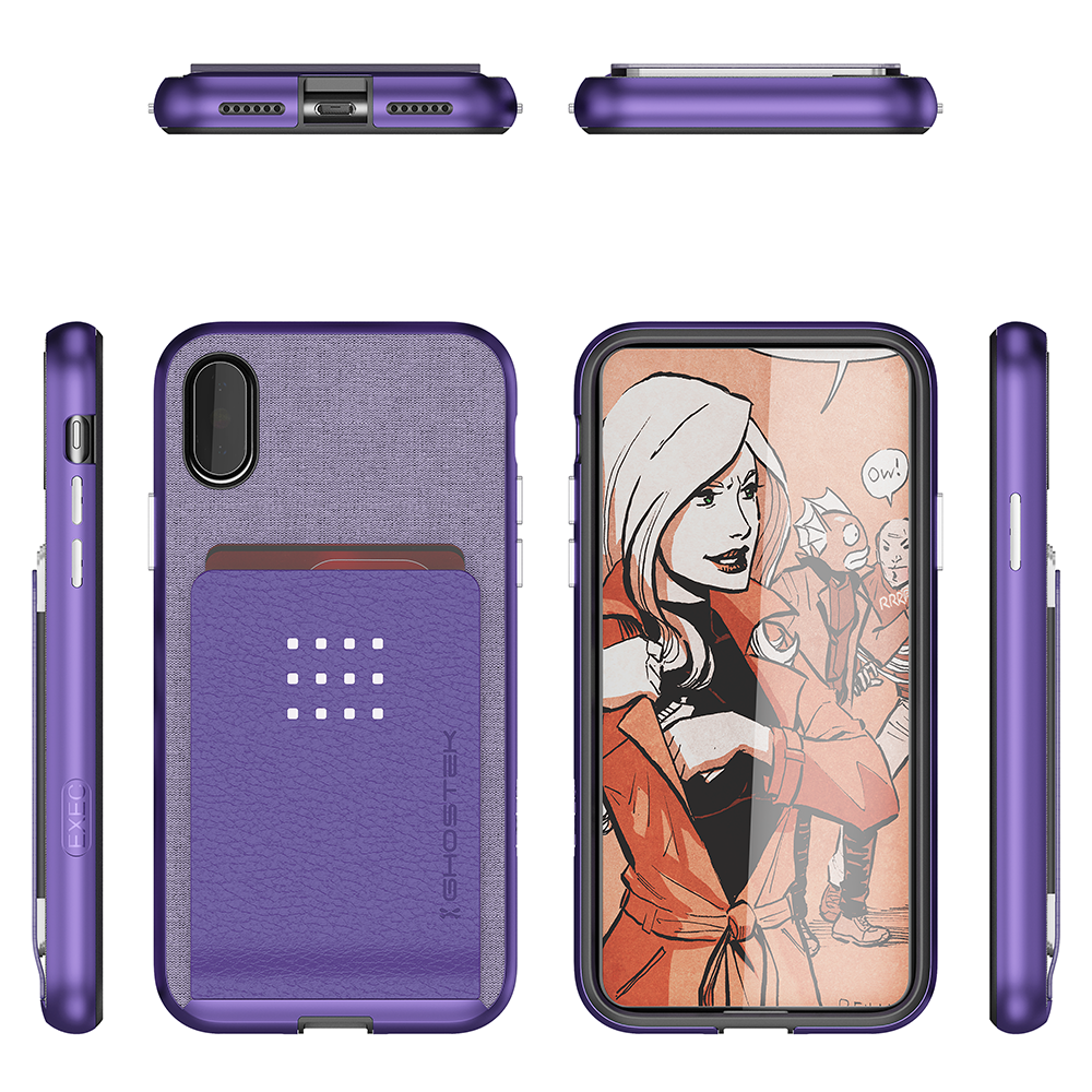 iPhone 7 Case, Ghostek Exec 2 Series for iPhone 7 Protective Wallet Case [PURPLE] (Color in image: Brown)