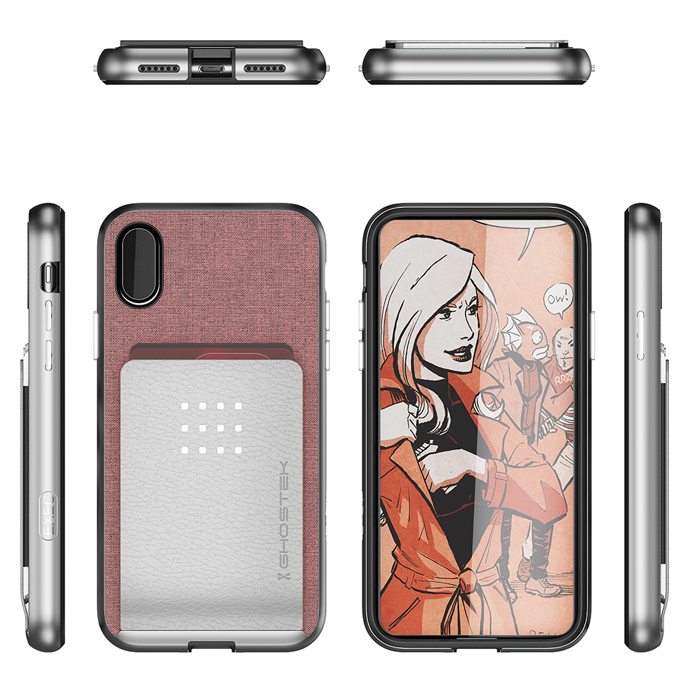 iPhone 7 Case, Ghostek Exec 2 Series for iPhone 7 Protective Wallet Case [Rose Pink] (Color in image: Brown)