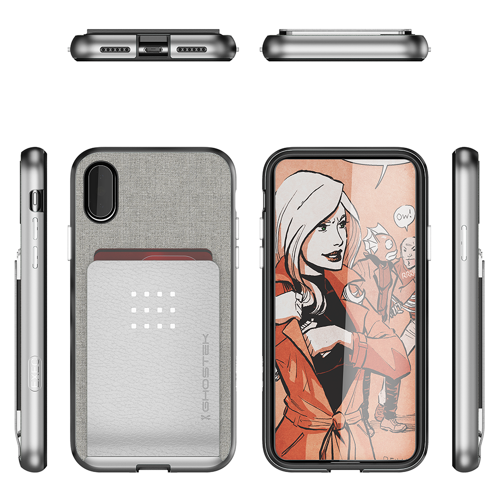 iPhone 7 Case, Ghostek Exec 2 Series for iPhone 7 Protective Wallet Case [SILVER] (Color in image: Black)