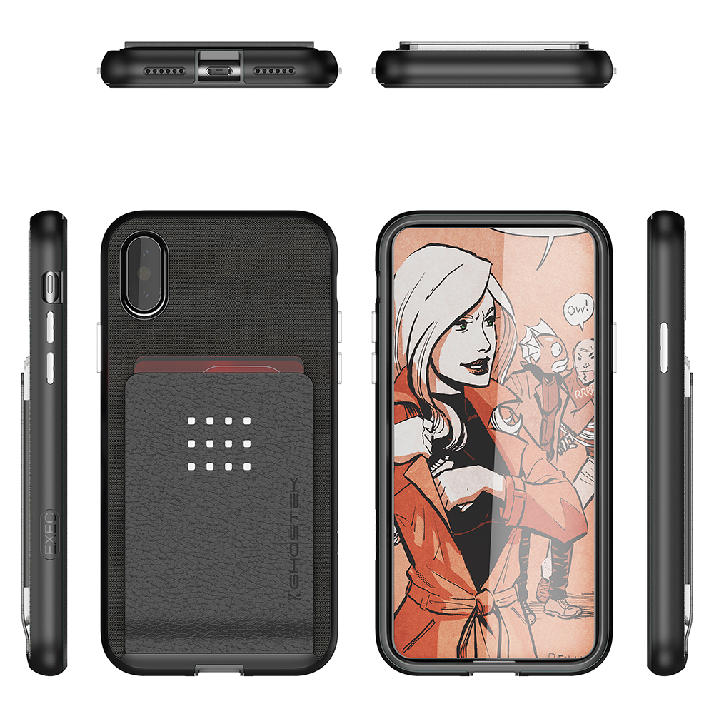 iPhone 7+ Plus Case , Ghostek Exec 2 Series for iPhone 7+ Plus Protective Wallet Case [BLACK] (Color in image: Red)