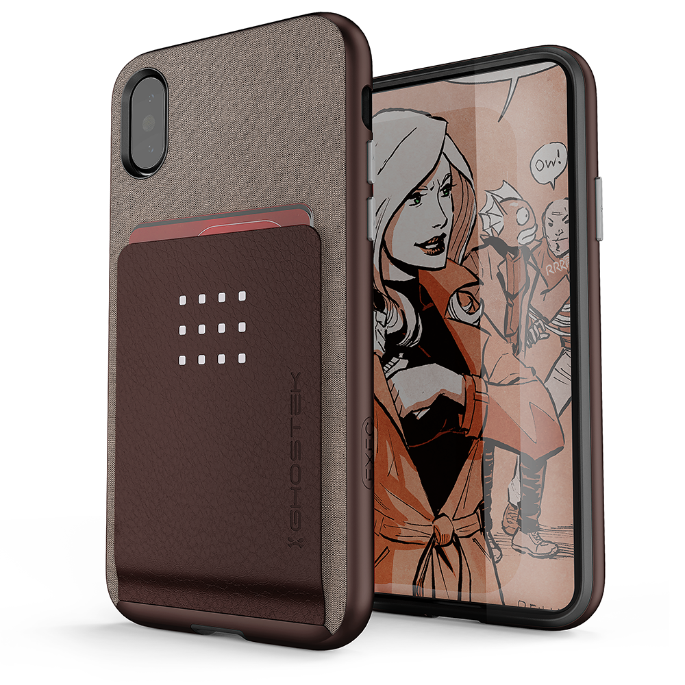 iPhone 7+ Plus Case, Ghostek Exec 2 Series for iPhone 7+ Plus Protective Wallet Case [BROWN]