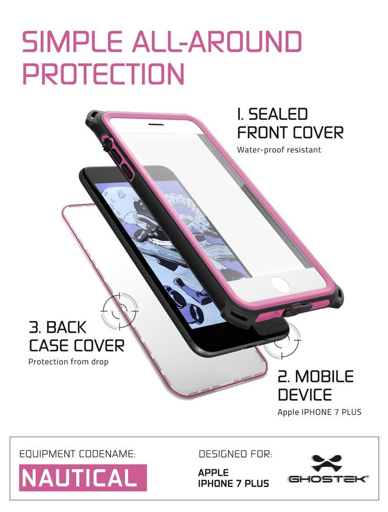 iPhone 7+ Plus case, Ghostek®  Nautical Series  for iPhone 7+ Plus Rugged Heavy Duty Case | Pink (Color in image: Black)