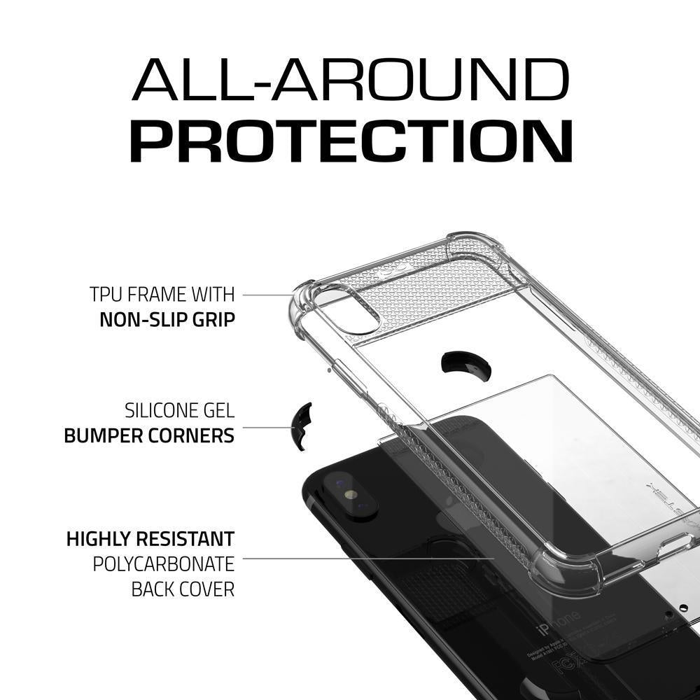 Ghostek Transparent iPhone X Case, Covert2 Series Resilient Rugged Armor Design | Supports AirPower Wireless Charging | Black (Color in image: Red)