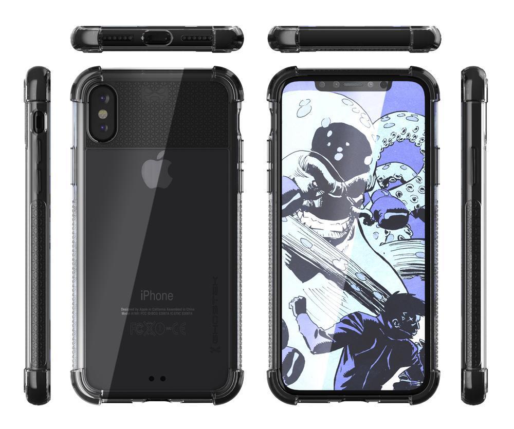 Ghostek Transparent iPhone X Case, Covert2 Series Resilient Rugged Armor Design | Supports AirPower Wireless Charging | Black (Color in image: White)
