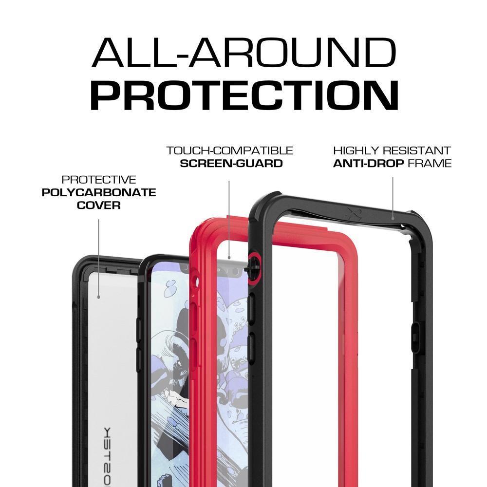 Apple iPhone X Waterproof Case, Ghostek Nautical Underwater Full Sealed Cover | Military Grade Standard Drop Tested Certified + Built-In Screen Protector | Red (Color in image: Light Green)