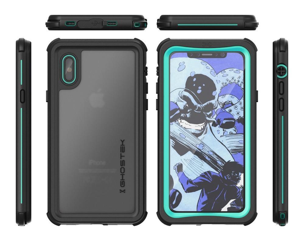 iPhone X Waterproof Case, Ghostek Nautical Series Extreme Durable Tough Cover | Hybrid Impact Rugged Outdoor Design | Teal 
