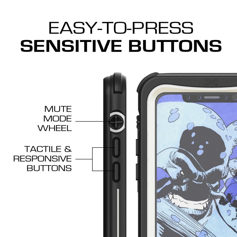 iPhone X Waterproof Case, Ghostek Nautical Series Full Body Shockproof Armor Design | Dustproof Snowproof Dirtproof Underwater Swimming Diving Floating Slim Fit Supports Wireless Charging | White 