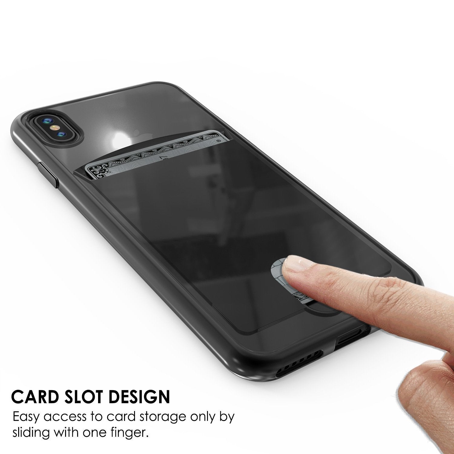 iPhone X Case, PUNKcase [LUCID Series] Slim Fit Protective Dual Layer Armor Cover W/ Scratch Resistant PUNKSHIELD Screen Protector [Black] (Color in image: Silver)