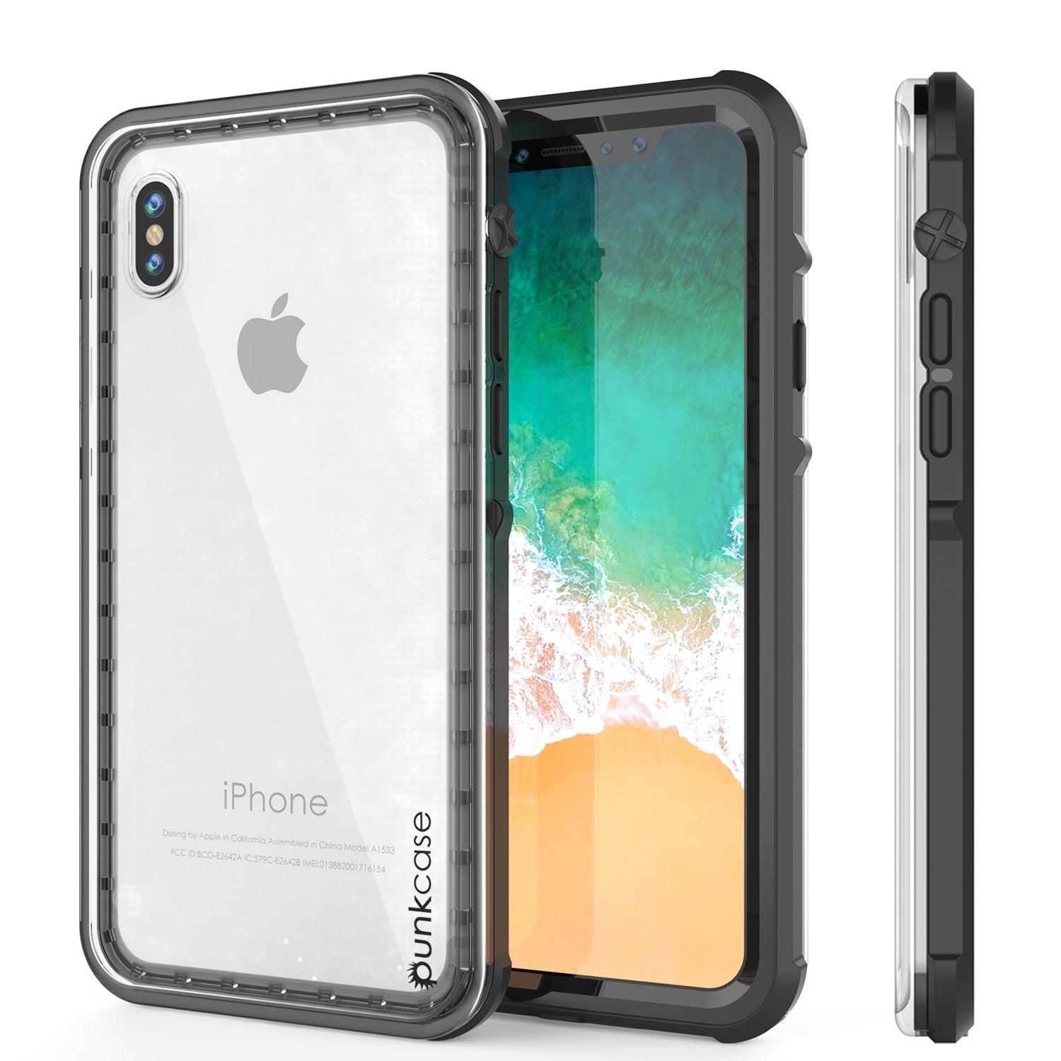 iPhone X Case, PUNKCase [CRYSTAL SERIES] Cover W/ Attached Screen Protector [BLACK]