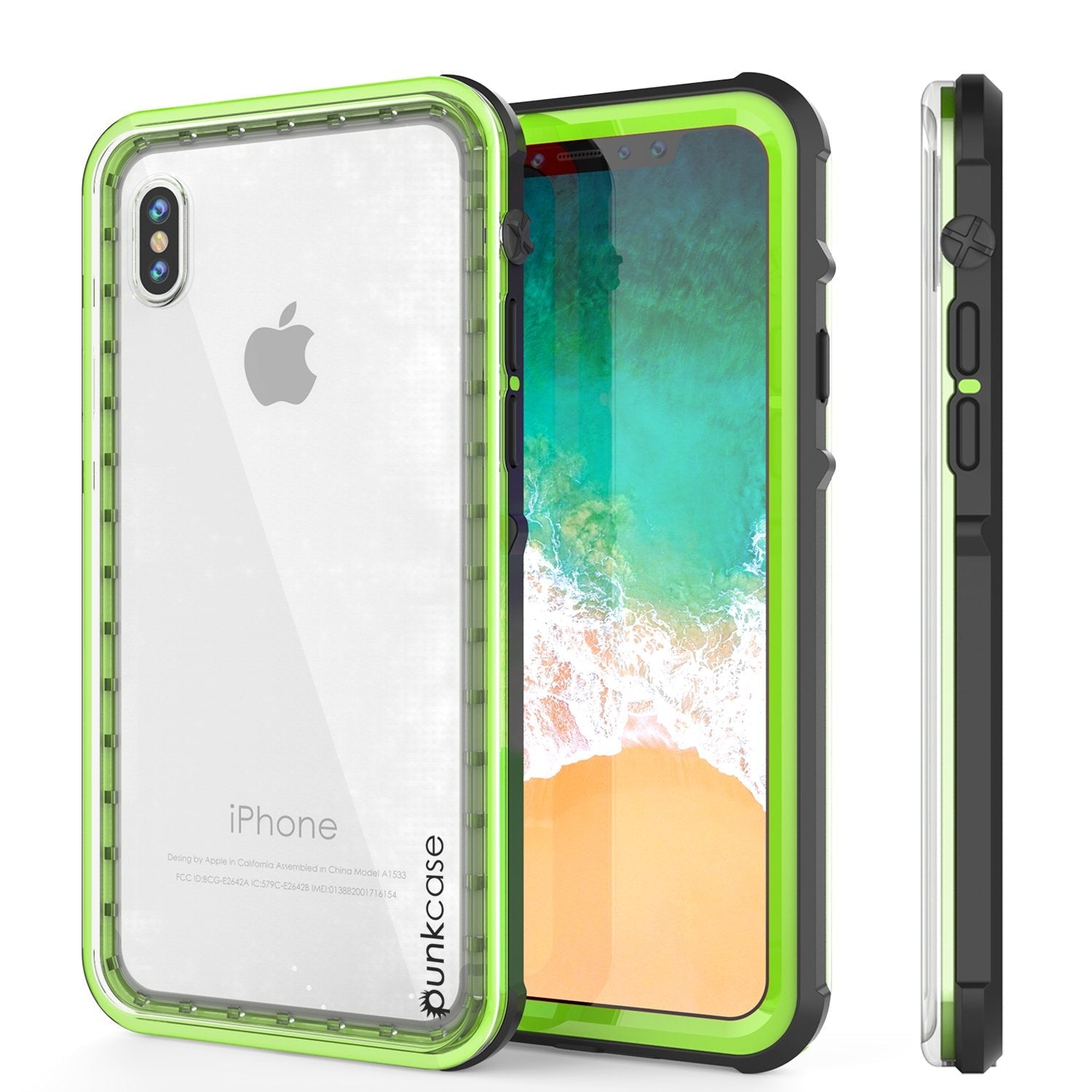 iPhone X Case, PUNKCase [CRYSTAL SERIES] Protective IP68 Certified Cover W/ Attached Screen Protector [LIGHT GREEN]