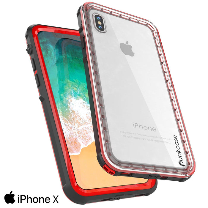 iPhone XS Max Case, PUNKCase [CRYSTAL SERIES] Protective IP68 Certified Cover [Red]