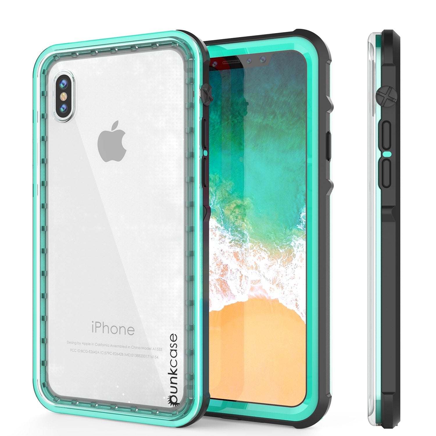 iPhone X Case, PUNKCase [CRYSTAL SERIES] Protective IP68 Certified Cover W/ Attached Screen Protector [TEAL]