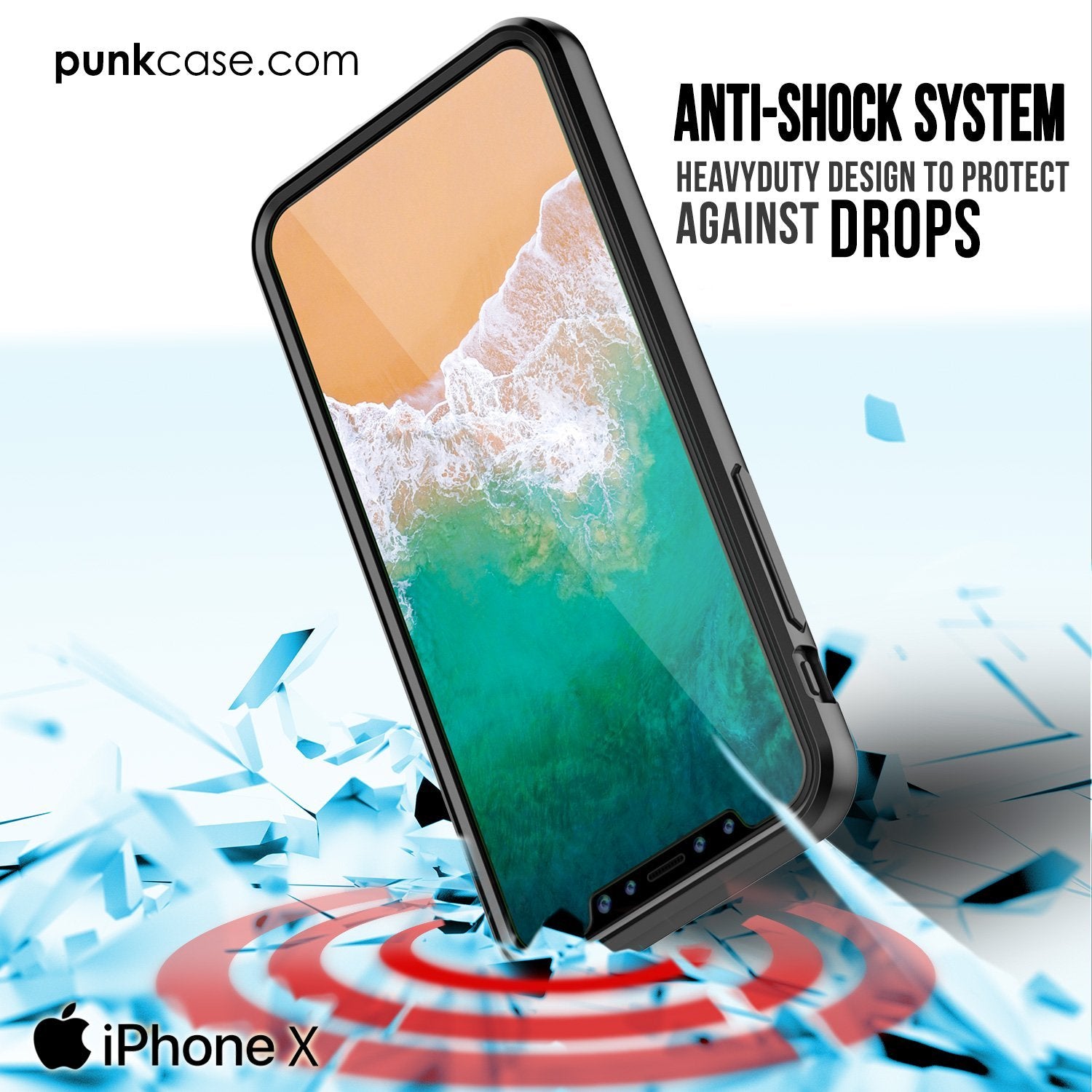 iPhone X Case, PUNKcase [LUCID 2.0 Series] [Slim Fit] Armor Cover W/Integrated Anti-Shock System & Tempered Glass PUNKSHIELD Screen Protector [Black] (Color in image: Pink)