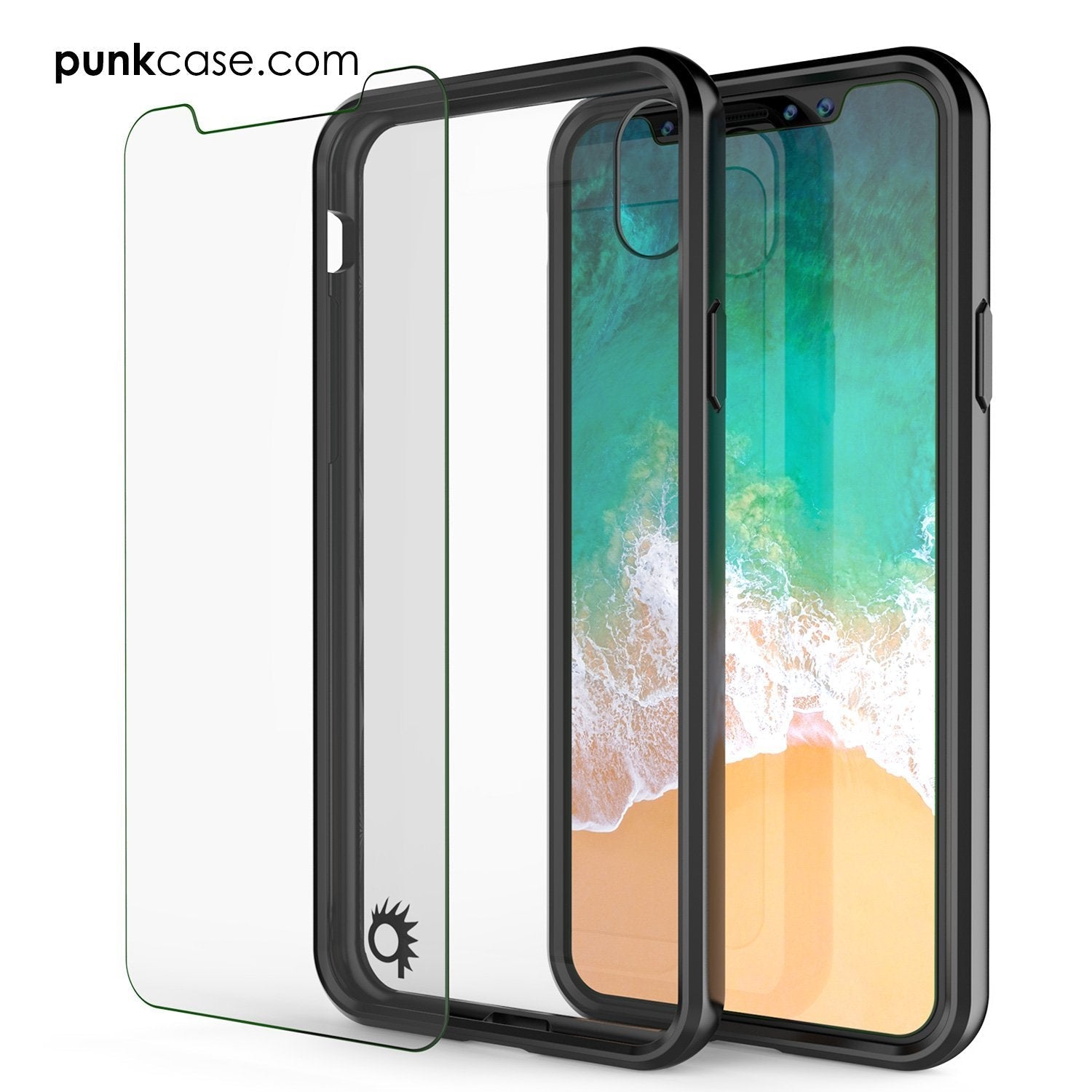 iPhone X Case, PUNKcase [LUCID 2.0 Series] [Slim Fit] Armor Cover W/Integrated Anti-Shock System & Tempered Glass PUNKSHIELD Screen Protector [Black] (Color in image: Teal)