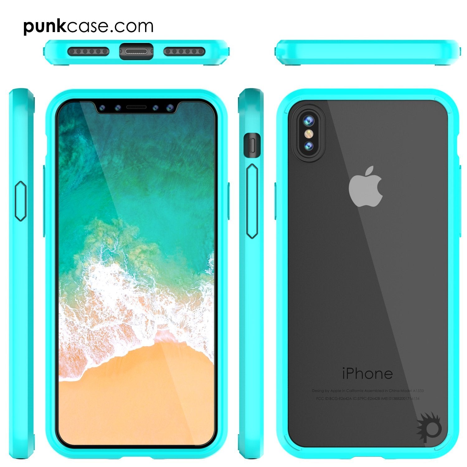 iPhone X Case, PUNKcase [LUCID 2.0 Series] [Slim Fit] Armor Cover W/Integrated Anti-Shock System & Tempered Glass PUNKSHIELD Screen Protector [Teal] (Color in image: Clear)