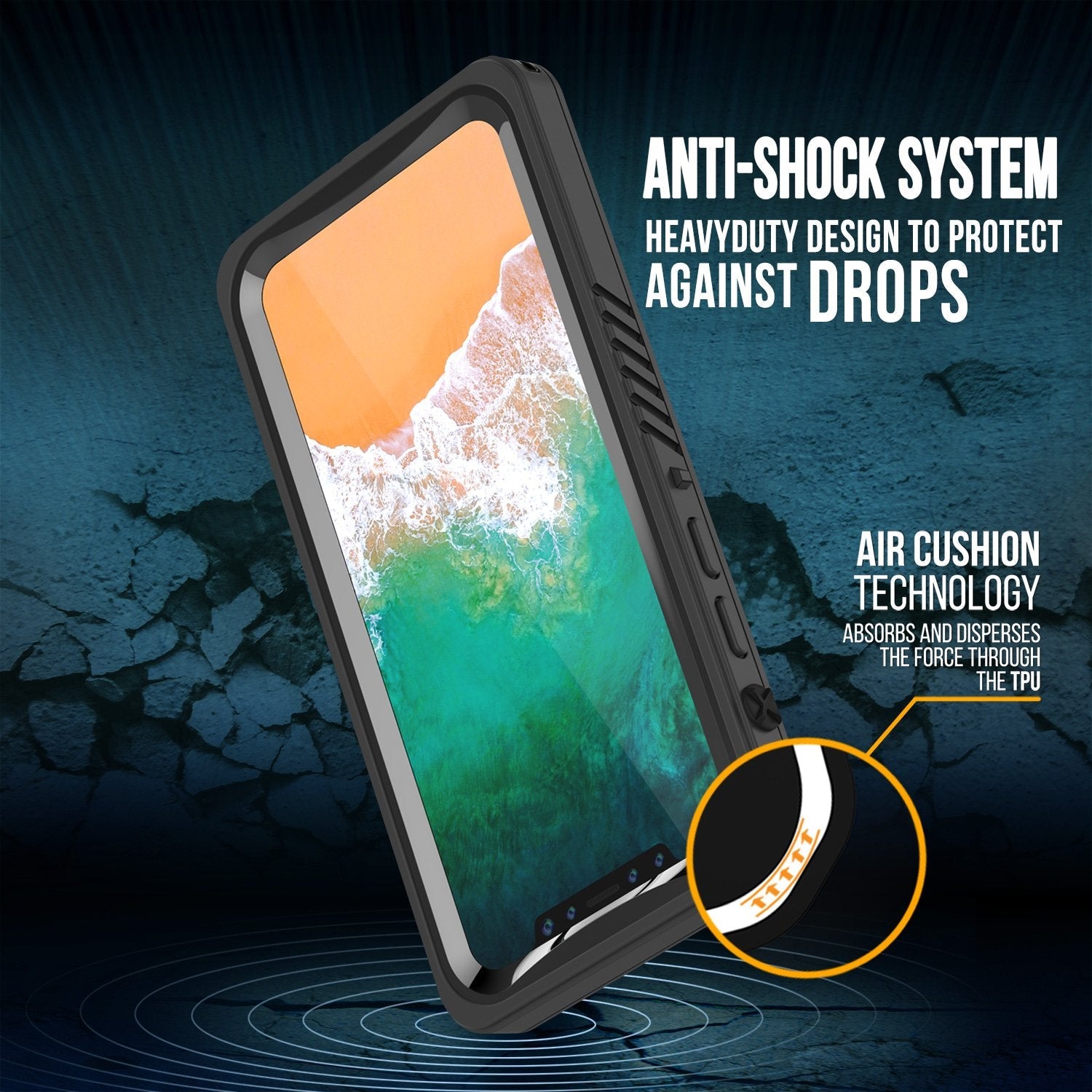 iPhone X Case, Punkcase [Extreme Series] [Slim Fit] [IP68 Certified] [Shockproof] [Snowproof] [Dirproof] Armor Cover W/ Built In Screen Protector for Apple iPhone 10 [BLACK] (Color in image: Teal)
