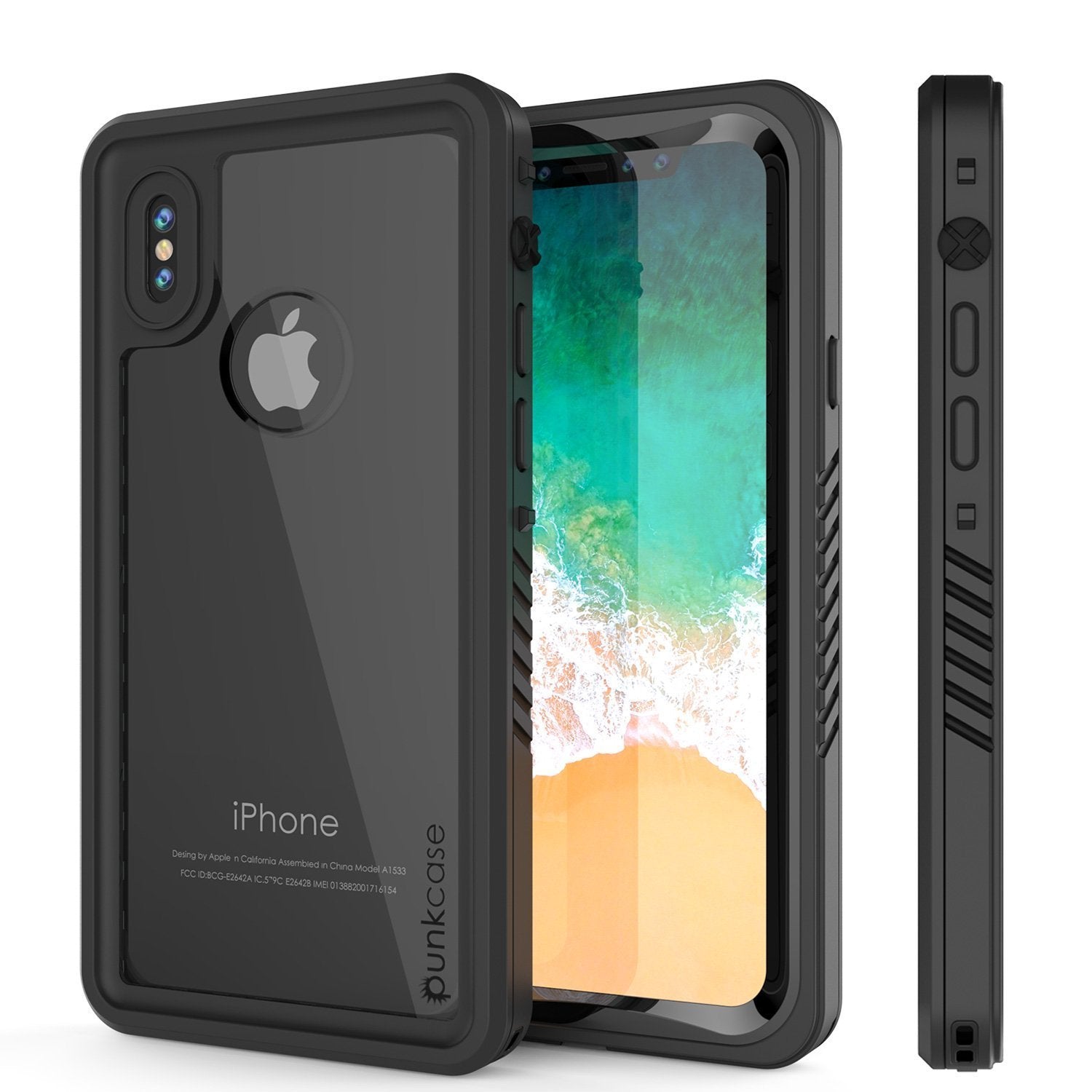 iPhone XS Max Waterproof Case, Punkcase [Extreme Series] Armor Cover W/ Built In Screen Protector [Black] (Color in image: Black)