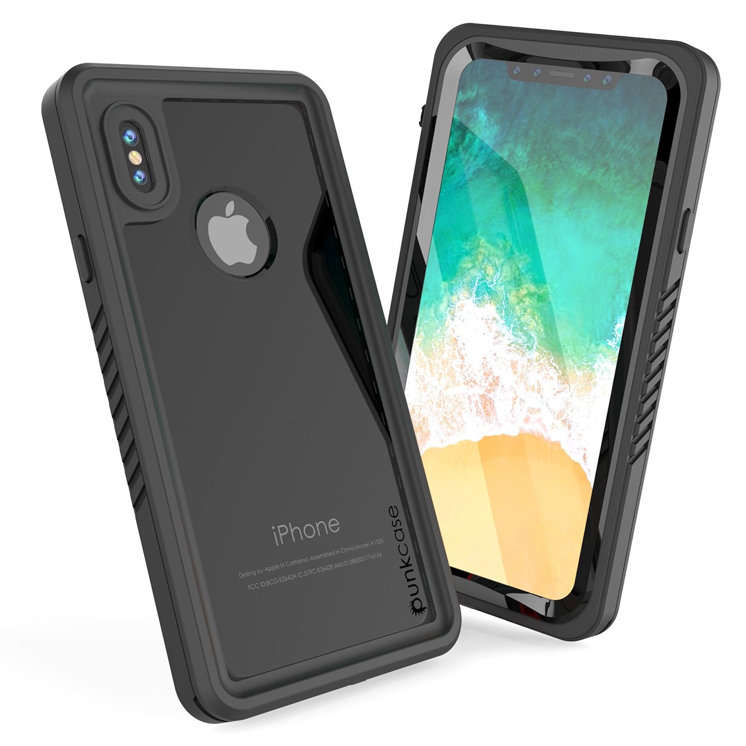iPhone X Case, Punkcase [Extreme Series] [Slim Fit] [IP68 Certified] [Shockproof] [Snowproof] [Dirproof] Armor Cover W/ Built In Screen Protector for Apple iPhone 10 [BLACK] (Color in image: Red)