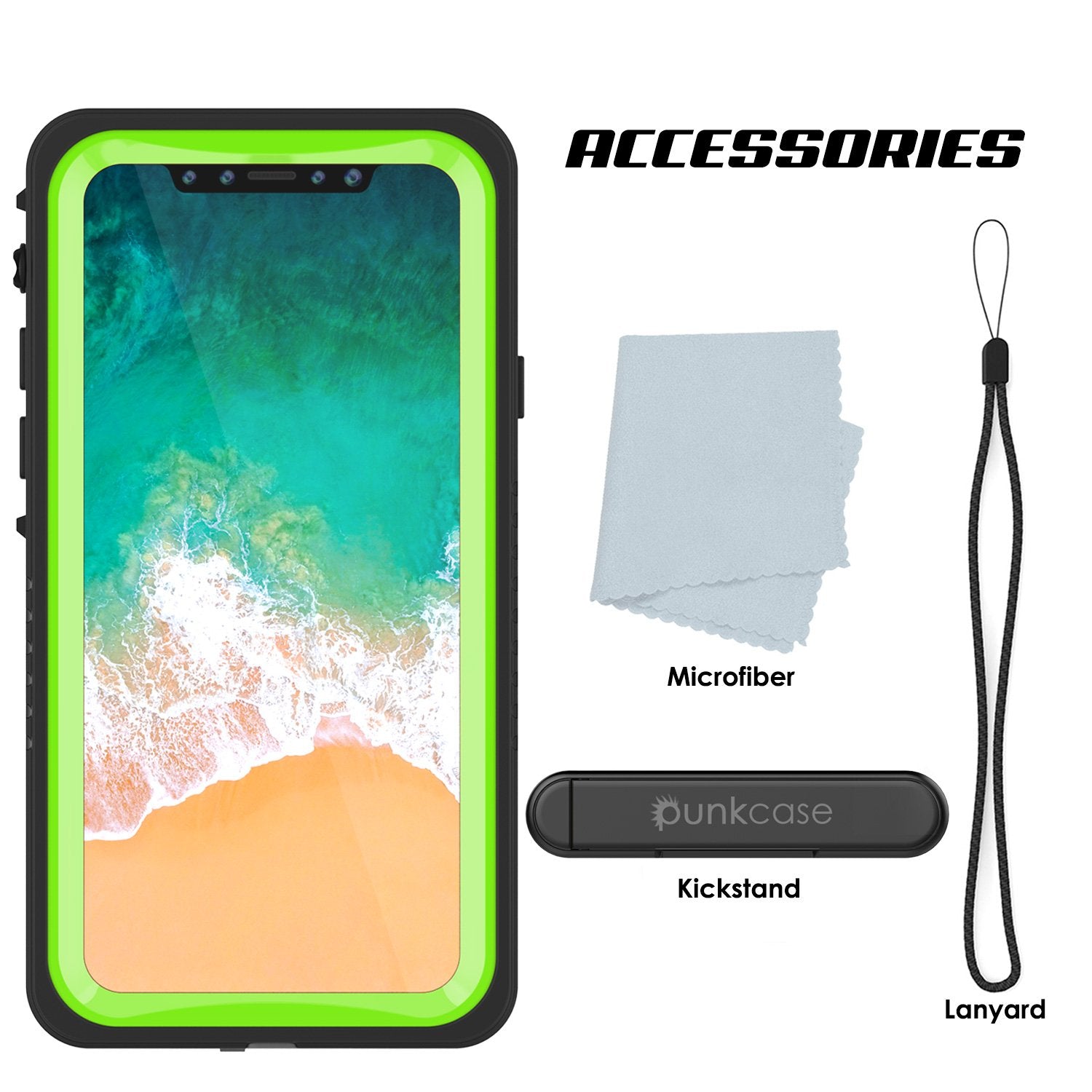 iPhone X Case, Punkcase [Extreme Series] [Slim Fit] [IP68 Certified] [Shockproof] [Snowproof] [Dirproof] Armor Cover W/ Built In Screen Protector for Apple iPhone 10 [LIGHT GREEN] 
