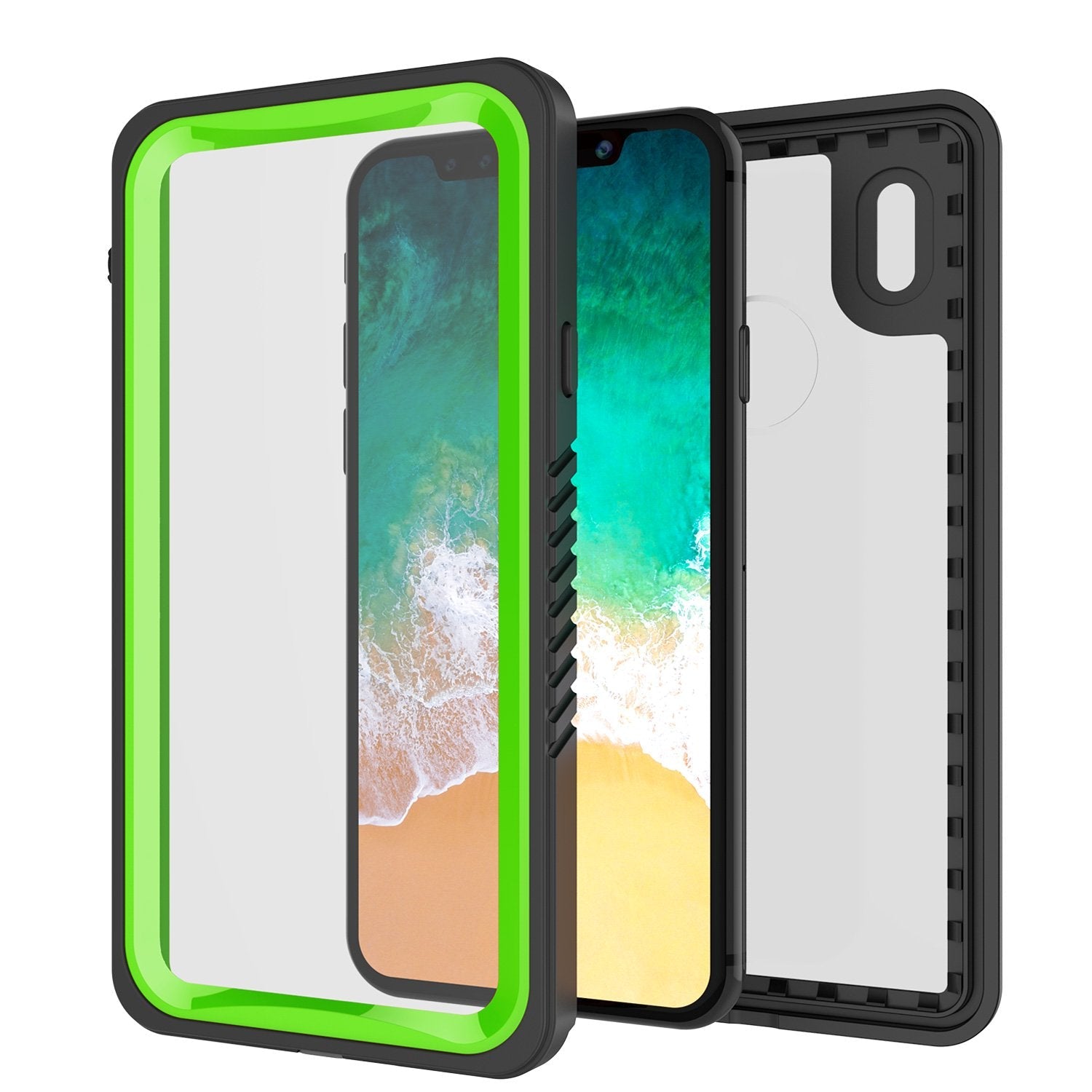 iPhone X Case, Punkcase [Extreme Series] [Slim Fit] [IP68 Certified] [Shockproof] [Snowproof] [Dirproof] Armor Cover W/ Built In Screen Protector for Apple iPhone 10 [LIGHT GREEN] (Color in image: Black)