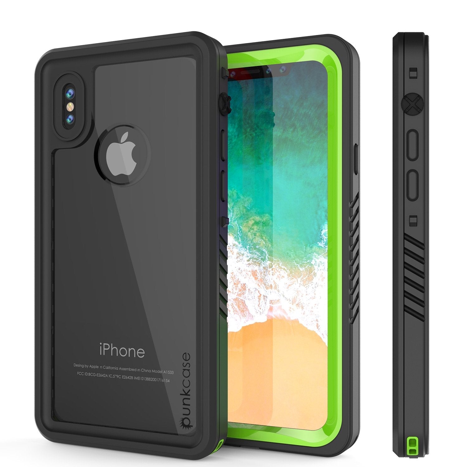 iPhone X Case, Punkcase [Extreme Series] [Slim Fit] [IP68 Certified] [Shockproof] [Snowproof] [Dirproof] Armor Cover W/ Built In Screen Protector for Apple iPhone 10 [LIGHT GREEN]