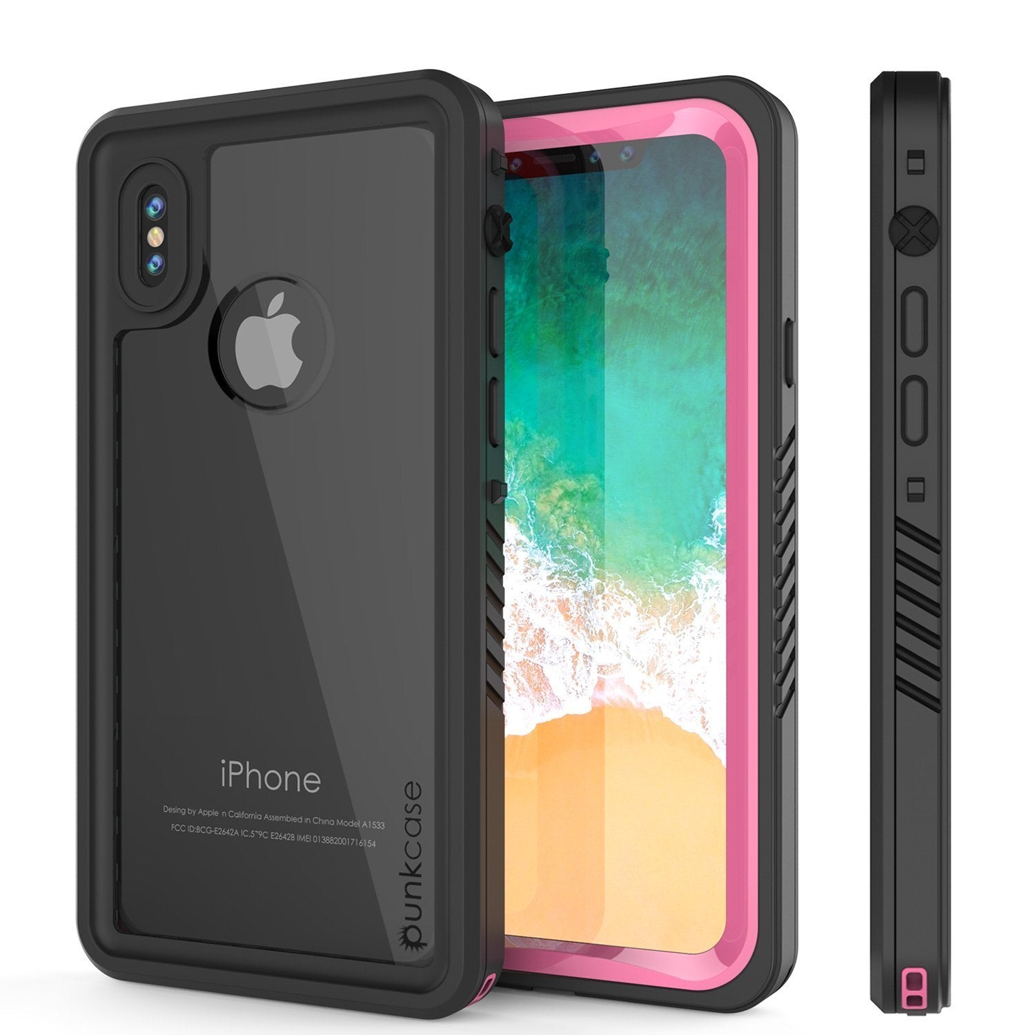 iPhone XS Max Waterproof Case, Punkcase [Extreme Series] Armor Cover W/ Built In Screen Protector [Pink] (Color in image: Pink)