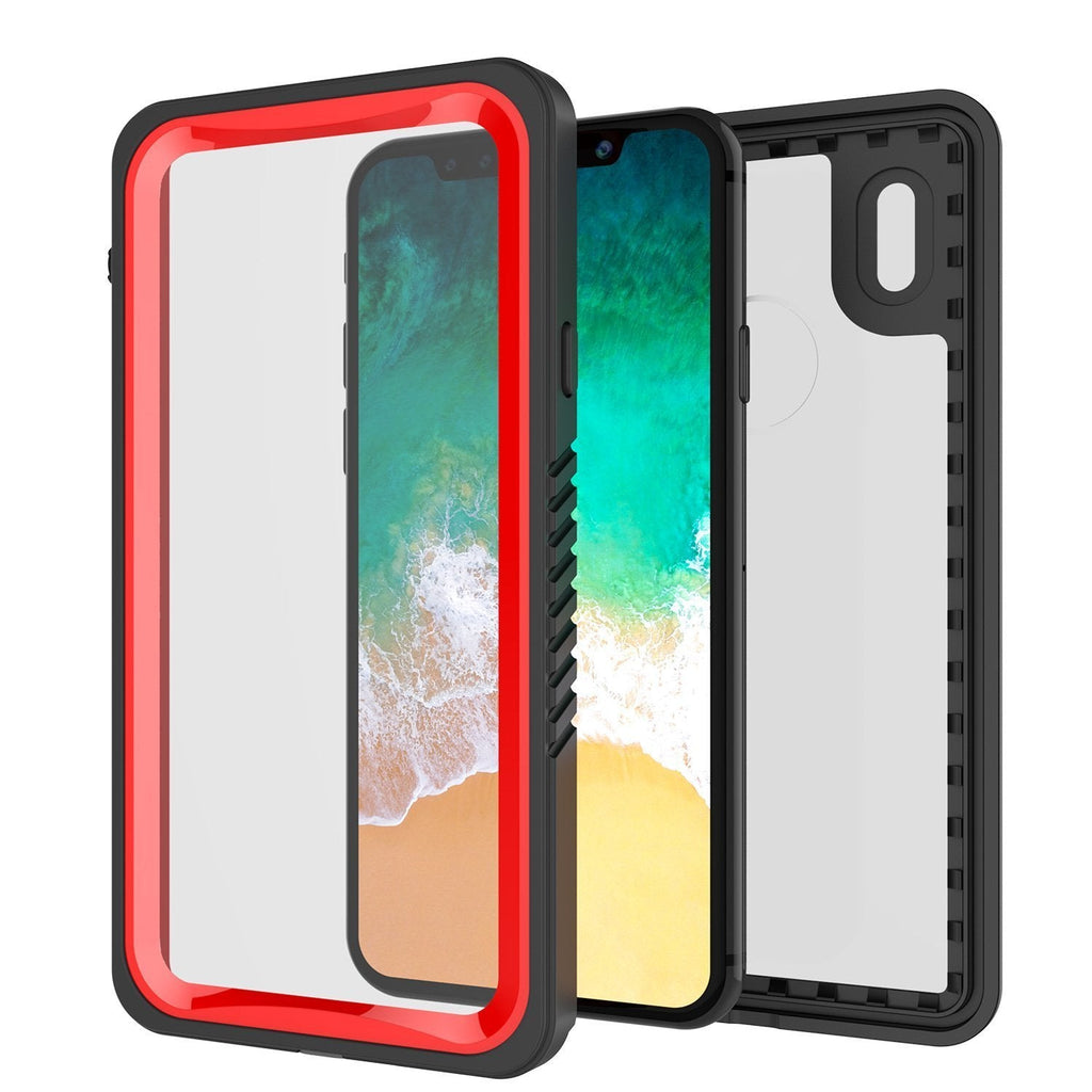 iPhone XS Max Waterproof Case, Punkcase [Extreme Series] Armor Cover W/ Built In Screen Protector [Red] (Color in image: Pink)