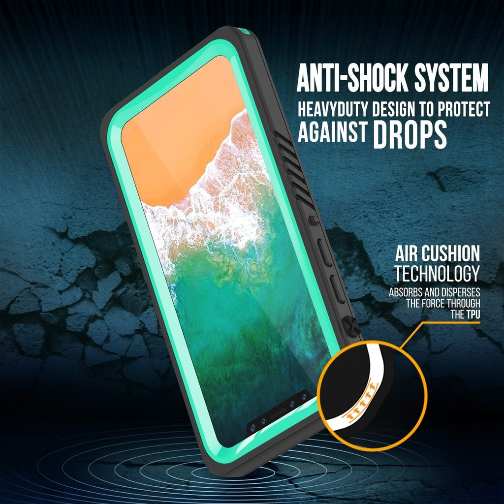 iPhone XS Max Waterproof Case, Punkcase [Extreme Series] Armor Cover W/ Built In Screen Protector [Teal] (Color in image: Black)