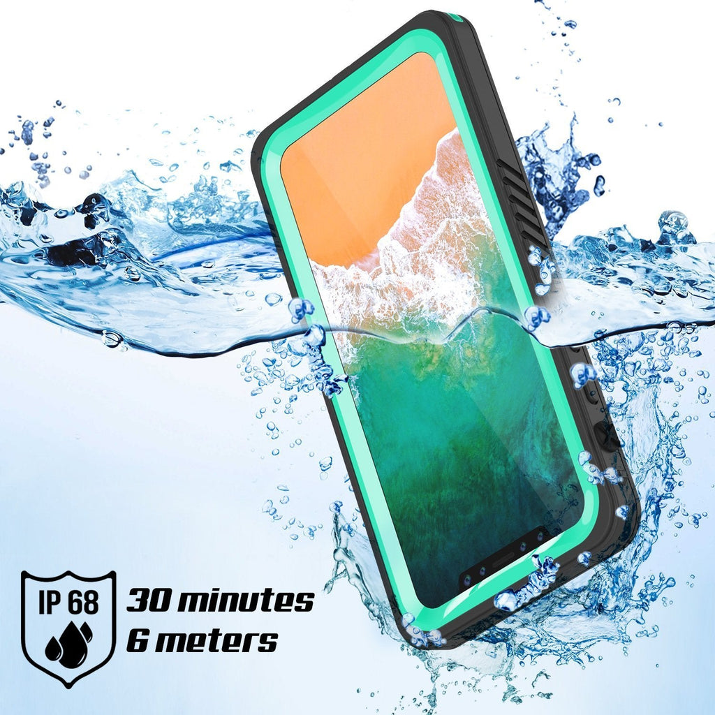 iPhone XS Max Waterproof Case, Punkcase [Extreme Series] Armor Cover W/ Built In Screen Protector [Teal] (Color in image: Pink)